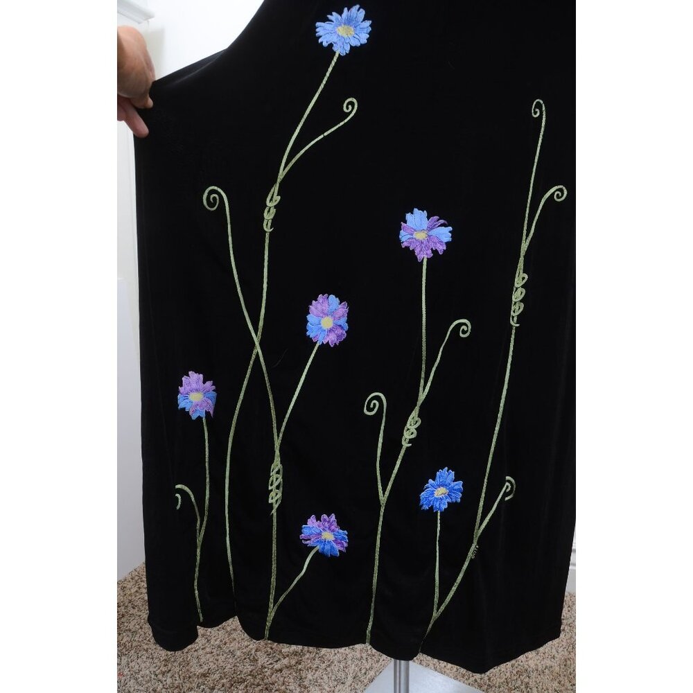 VTG Cite PLUS 2X Purple Floral Maxi Dress Slinky Flowy Colorful Artsy Made in US - Picture 4 of 9